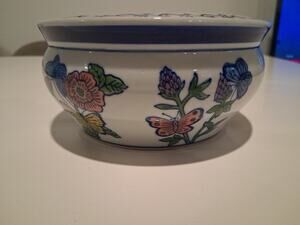 Vintage AAA Imports Porcelain Butterfly Flower Pot Cachepot Planter Bowl China